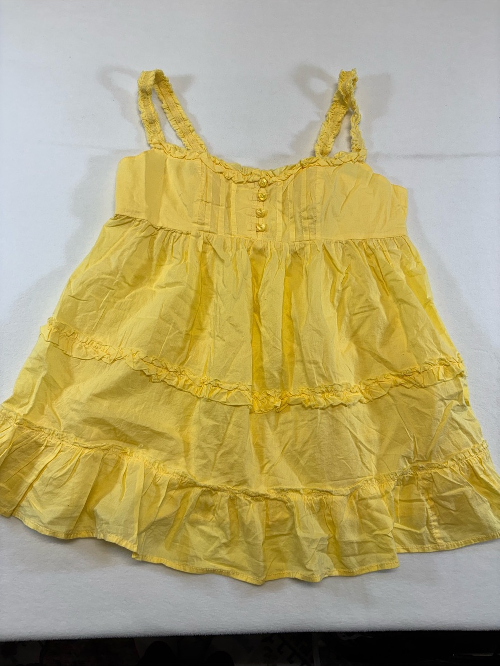 Urban Outfitters Yellow Ruffle Tiered  whimsical baby doll top